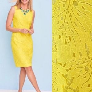 RSVP by Talbots Yellow Lace Embroider Shift Dress